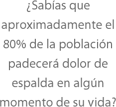 ¿Sabías que aproximadamente el 80% de la población padecerá dolor de espalda en algún momento de su vida?